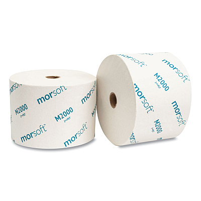 Morcon Tissue Small Core Bath Tissue, Septic Safe, 1-Ply, White, 2,000 Sheets/Roll, 24 Rolls/Carton (MORM2000)