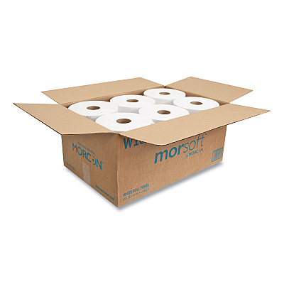 Morcon Tissue 10 Inch Roll Towels, 1-Ply, 10" x 800 ft, White, 6 Rolls/Carton (MORW106)