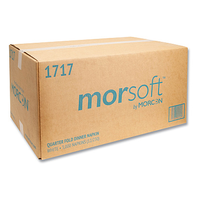 Morcon Tissue Morsoft Dinner Napkins, 1-Ply, 16 x 16, White, 250/Pack, 12 Packs/Carton (MOR1717)