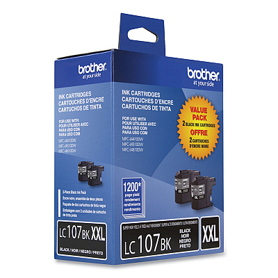 Brother LC1072PKS Innobella Super High-Yield Ink, 1,200 Page-Yield, Black, 2/Pack