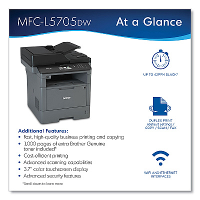 Brother MFC-L5705DW Wireless All-in-One Laser Printer, Copy/Fax/Print/Scan