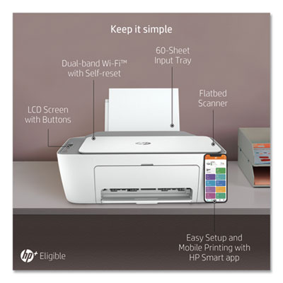HP DeskJet 2755e Wireless All-in-One Inkjet Printer, Copy/Print/Scan (HEW26K67A)