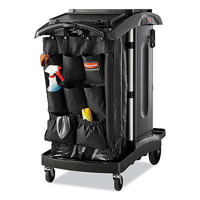 Rubbermaid Commercial Fabric 9-Pocket Cart Organizer, 19.75 x 1.5 x 28, Black (RCP9T9000BLA)