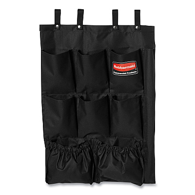 Rubbermaid Commercial Fabric 9-Pocket Cart Organizer, 19.75 x 1.5 x 28, Black (RCP9T9000BLA)
