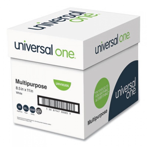 Universal Multipurpose Paper, 98 Bright, 20 lb Bond Weight, 8.5 x 11, Bright White, 500 Sheets/Ream, 5 Reams/Carton (95205)