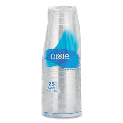 Dixie Clear Plastic PETE Cups, 16 oz, 50/Sleeve, 20 Sleeves/Carton (DXECPET16)