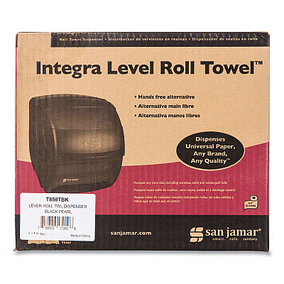 San Jamar Integra Lever Roll Towel Dispenser, 11.5 x 11.25 x 13.5, Black Pearl (SJMT850TBK)