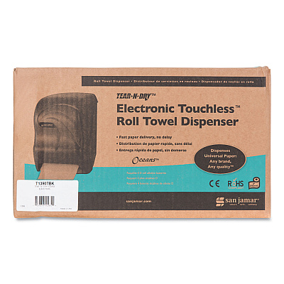 San Jamar Electronic Touchless Roll Towel Dispenser, 11.75 x 9 x 15.5, Black Pearl (SJMT1390TBK)