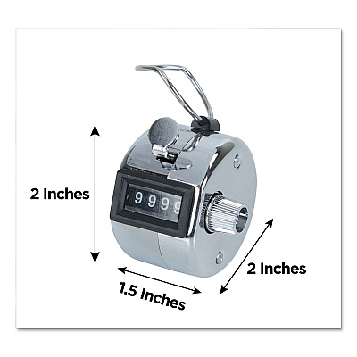 COSCO Crowd Control Hand Tally Counter, Registers 0-9999, Chrome (CSC065118)