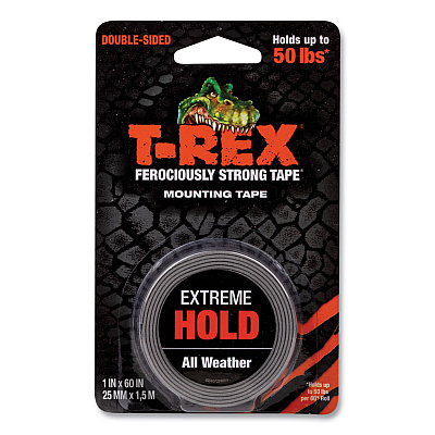 T-REX Extreme Hold Mounting Tape, 1.5" Core, 1" x 1.66 yds, Black (DUC285337)