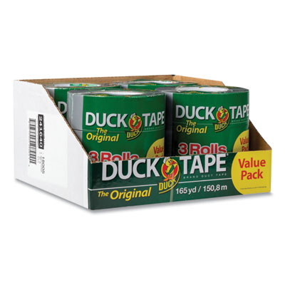 Duck Utility Duct Tape, 3" Core, 1.88" x 55 yds, Silver, 3/Pack (DUC241640)