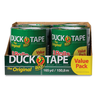 Duck Utility Duct Tape, 3" Core, 1.88" x 55 yds, Silver, 3/Pack (DUC241640)