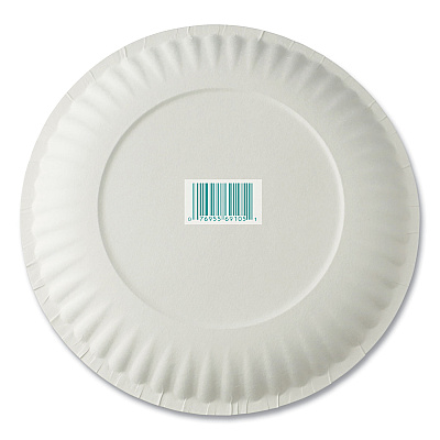 AJM Packaging White Paper Plates, 6" dia, 100/Pack, 10 Packs/Carton (AJMPP6GREWH)