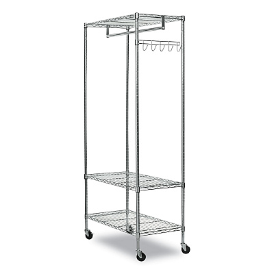 Alera Wire Shelving Garment Rack, 40 Garments, 48w x 18d x 75h, Silver (ALEGR364818SR)
