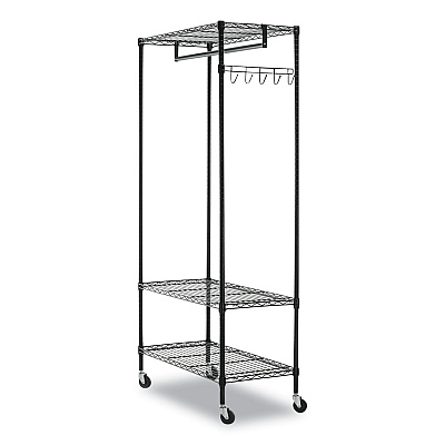 Alera Wire Shelving Garment Rack, 40 Garments, 48w x 18d x 75h, Black (ALEGR364818BL)