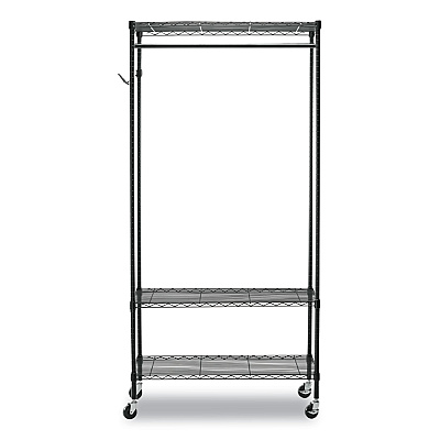 Alera Wire Shelving Garment Rack, 40 Garments, 48w x 18d x 75h, Black (ALEGR364818BL)