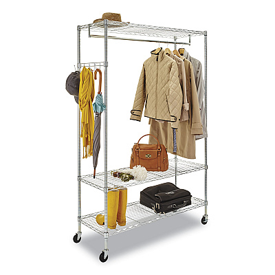 Alera Wire Shelving Garment Rack, 40 Garments, 48w x 18d x 75h, Silver (ALEGR364818SR)