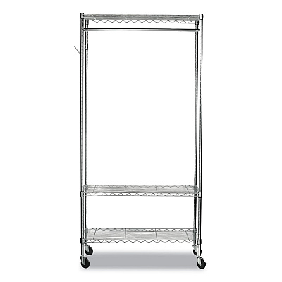 Alera Wire Shelving Garment Rack, 40 Garments, 48w x 18d x 75h, Silver (ALEGR364818SR)