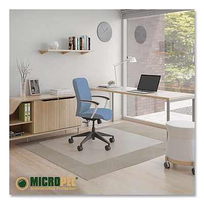 deflecto Antimicrobial Chair Mat, Medium Pile Carpet, 60 x 46, Rectangular, Clear (DEFCM14442FAM)