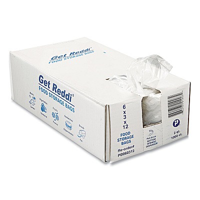 Inteplast Group Food Bags, 64 oz, 6" x 3" x 12", Clear, 1,000/Carton (IBSPB060312)
