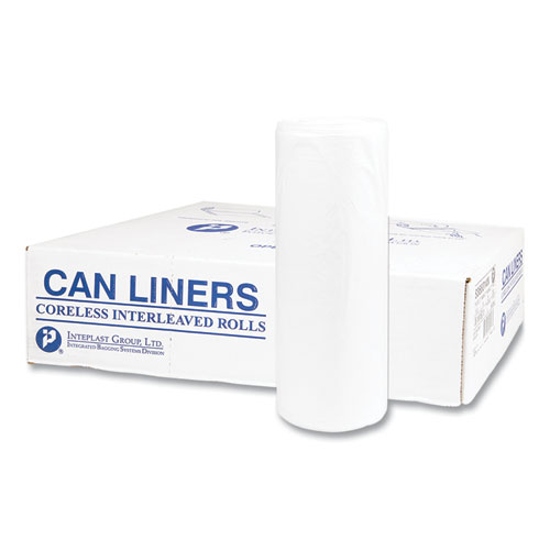 Inteplast Group High-Density Commercial Can Liners Value Pack, 60 gal, 19 microns, 38" x 58", Clear, 25 Bags/Roll, 6 Rolls/Carton (VALH3860N22)