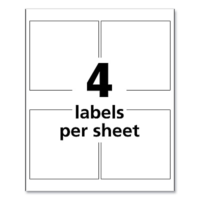 Avery UltraDuty GHS Chemical Waterproof and UV Resistant Labels, 4 x 4, White, 4/Sheet, 50 Sheets/Pack (AVE60524)
