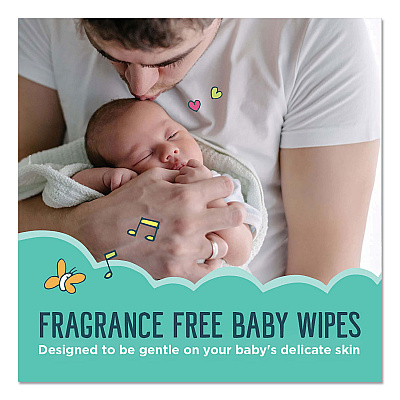 Seventh Generation Free and Clear Baby Wipes, 7 x 7, Unscented, White, 64/Flip Top Pack, 12 Packs/Carton (SEV34208CT)