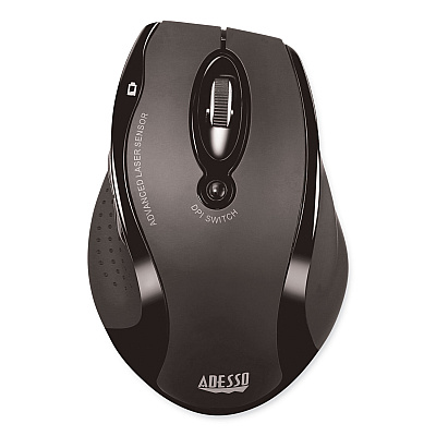 Adesso WKB1500GB Wireless Ergonomic Keyboard and Mouse, 2.4 GHz Frequency/30 ft Wireless Range, Black
