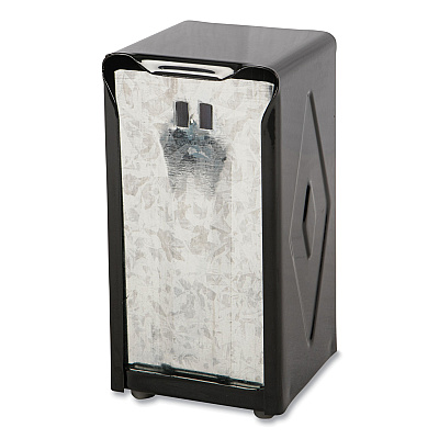 San Jamar Tabletop Napkin Dispenser, Tall Fold, 3.75 x 4 x 7.5, Capacity: 150, Black (SJMH900BK)