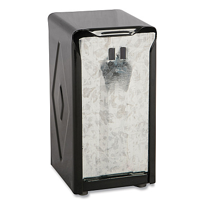 San Jamar Tabletop Napkin Dispenser, Tall Fold, 3.75 x 4 x 7.5, Capacity: 150, Black (SJMH900BK)