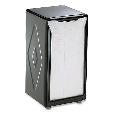 San Jamar Tabletop Napkin Dispenser, Tall Fold, 3.75 x 4 x 7.5, Capacity: 150, Black (SJMH900BK)