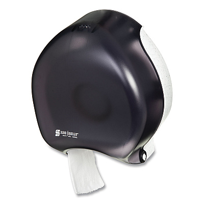 San Jamar Single 9" Jumbo Bath Tissue Dispenser, Classic, 10.25 x 5.63 x 12, Transparent Black Pearl (SJMR2000TBK)