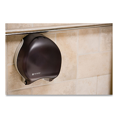 San Jamar Single 9" Jumbo Bath Tissue Dispenser, Classic, 10.25 x 5.63 x 12, Transparent Black Pearl (SJMR2000TBK)