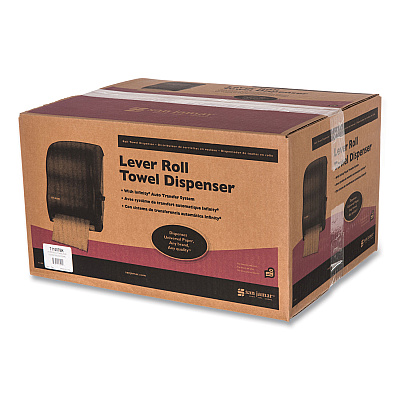 San Jamar Lever Roll Towel Dispenser, Classic, 12.94 x 9.25 x 16.5, Transparent Black Pearl (SJMT1100TBK)
