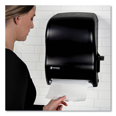 San Jamar Lever Roll Towel Dispenser, Classic, 12.94 x 9.25 x 16.5, Transparent Black Pearl (SJMT1100TBK)