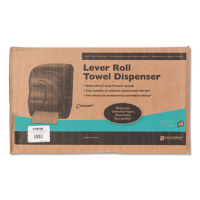 San Jamar Lever Roll Towel Dispenser, Oceans, 12.94 x 9.25 x 16.5, Black Pearl (SJMT1190TBK)