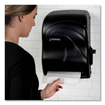 San Jamar Lever Roll Towel Dispenser, Oceans, 12.94 x 9.25 x 16.5, Black Pearl (SJMT1190TBK)