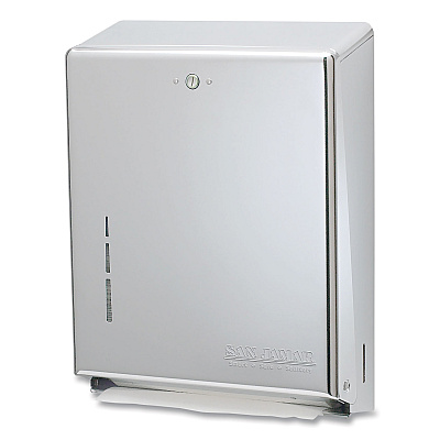 San Jamar C-Fold/Multifold Towel Dispenser, 11.38 x 4 x 14.75, Stainless Steel (SJMT1900SS)