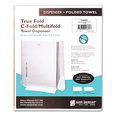 San Jamar True Fold C-Fold/Multifold Paper Towel Dispenser, 11.63 x 5 x 14.5, Chrome (SJMT1905XC)