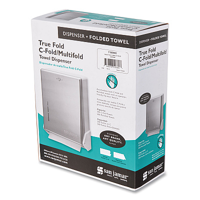 San Jamar True Fold C-Fold/Multifold Paper Towel Dispenser, 11.63 x 5 x 14.5, Chrome (SJMT1905XC)