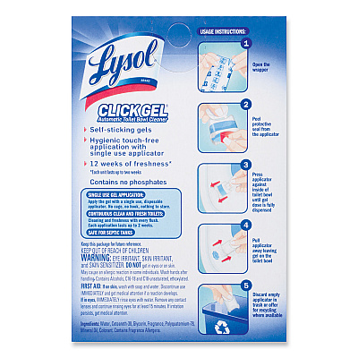 LYSOL Click Gel Automatic Toilet Bowl Cleaner, Ocean Fresh, 6/Box, 4 Boxes/Carton (RAC89059CT)