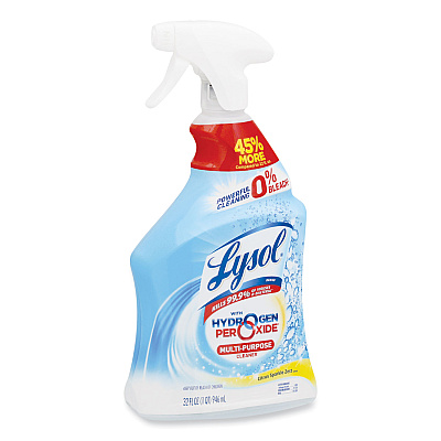 LYSOL Multi-Purpose Hydrogen Peroxide Cleaner, Citrus Sparkle Zest, 32 oz Trigger Spray Bottle, 9/Carton (RAC89289CT)