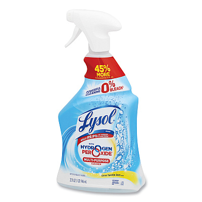 LYSOL Multi-Purpose Hydrogen Peroxide Cleaner, Citrus Sparkle Zest, 32 oz Trigger Spray Bottle, 9/Carton (RAC89289CT)