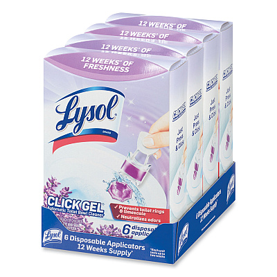 LYSOL Click Gel Automatic Toilet Bowl Cleaner, Lavender Fields, 6/Box, 4 Boxes/Carton (RAC89060CT)