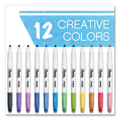 Sharpie S-Note Creative Markers, Assorted Ink Colors, Chisel Tip, Assorted Barrel Colors, 12/Pack (2117329)
