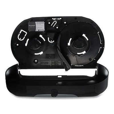 San Jamar Twin 9" Jumbo Bath Tissue Dispenser, Summit, 20.07 x 5.88 x 11.9, Black/Faux Stainless Steel (SJMR4070BKSS)