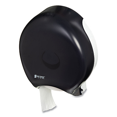 San Jamar Single 12" JBT Bath Tissue Dispenser, Classic, 1 Roll, 12.9 x 5.63 x 14.88, Transparent Black Pearl (SJMR6000TBK)