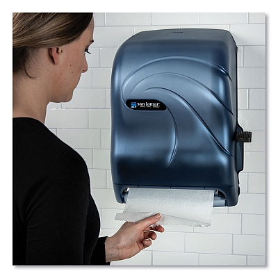 San Jamar Lever Roll Towel Dispenser, Oceans, 12.94 x 9.25 x 16.5, Arctic Blue (SJMT1190TBL)
