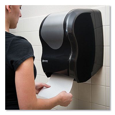 San Jamar Tear-N-Dry Touchless Roll Towel Dispenser, 16.75 x 10 x 12.5, Black/Silver (SJMT1370BKSS)