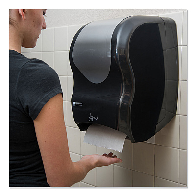 San Jamar Smart System with iQ Sensor Towel Dispenser, 16.5 x 9.75 x 12, Black/Silver (SJMT1470BKSS)